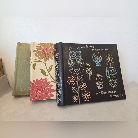 Set Of 3 Leather Bound Photo Albums Scrapbook Memory Book Gift Grandparents - Picture 1 of 12